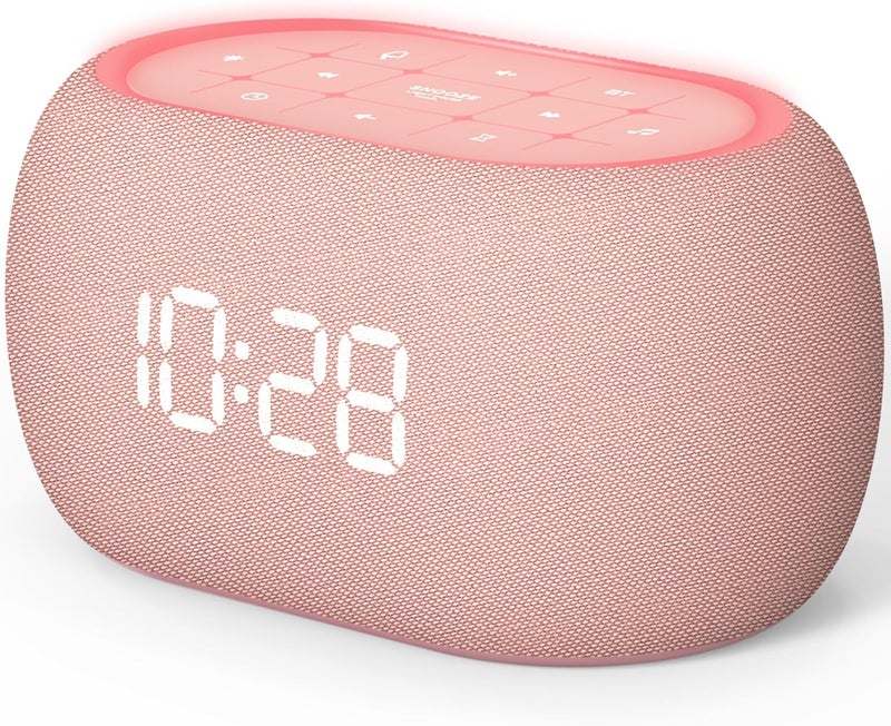 ANJANK White Noise Sound Machine Alarm Clock with Bluetooth Speaker, Hi-Fi Stereo Sound, 21 Soothing Sounds/7 Night Lights, 0-100% Dimmer/Sleep Timer, Soother for Teens Kids Girls, Bedroom, Pink - Image 1